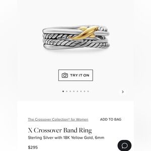 David Yurman Silver Gold X Crossover Ring